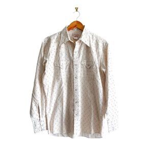 Vintage Caravan Mens Western Shirt Long Tail Pearl Snap Up Lightweight Peach  16
